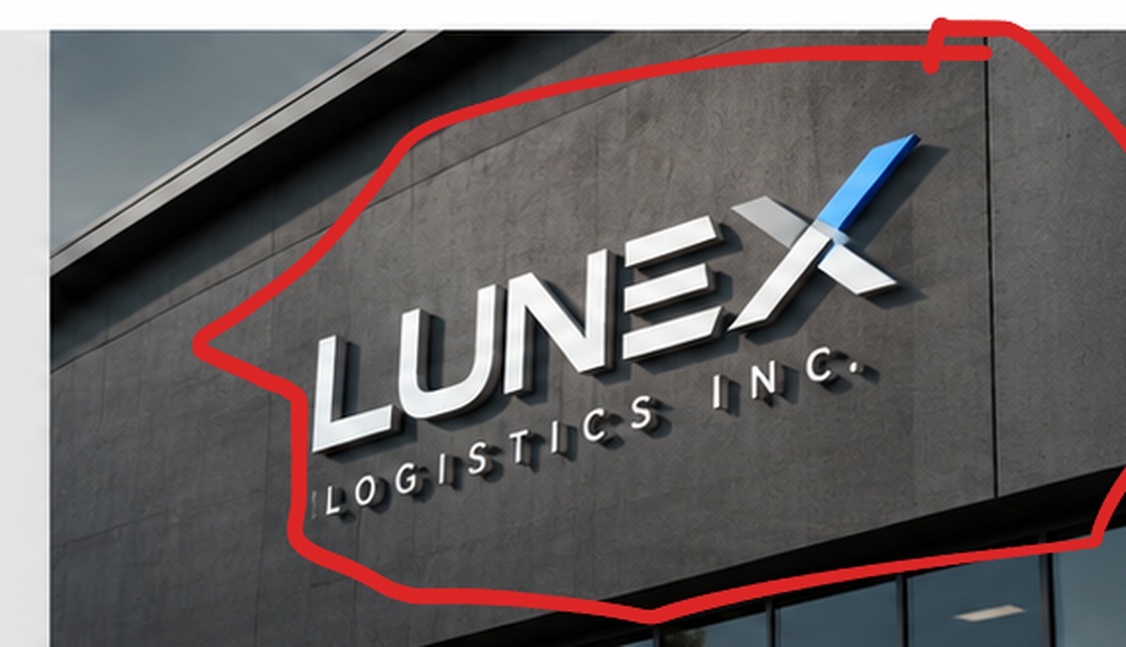 Lunex Logistics building branding